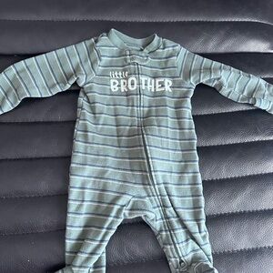 Carter's Green Striped 'Little Brother' Footie
